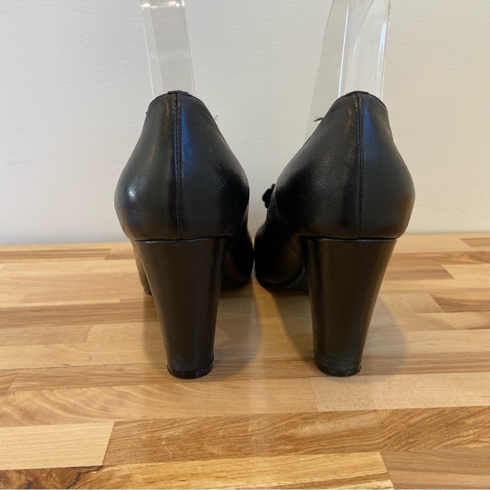 Miz Mooz black heeled shoes pump floral applique genuine leather handcrafted 6.5 - Picture 3 of 16